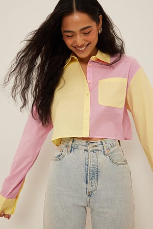 Colour Block Stripe Recht cropped shirt