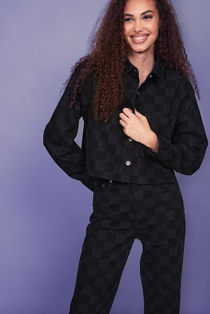 Checkerboard Organisch cropped jeansshirt