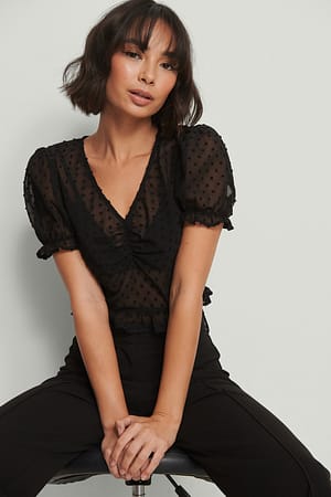 Black Crop-Top Dobby