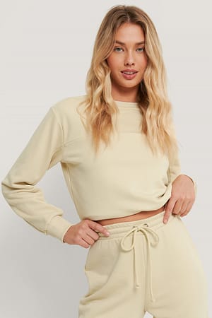 Beige Organisches Sweatshirt mit Kordelzug