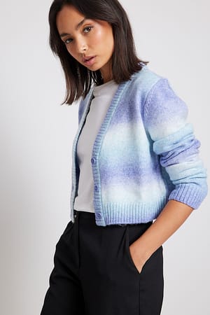 Blue Gebreide ombre crop vest