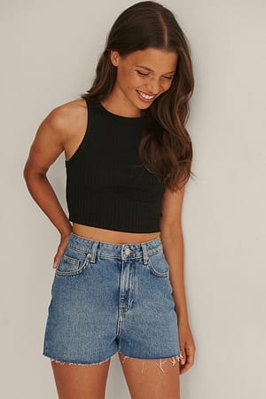 Black Økologisk, Ribbet Tanktop I Jersey