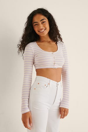 Light Pink Crop Vest Met Strepen