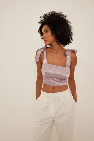 Mauve Cup Detail Satin Top