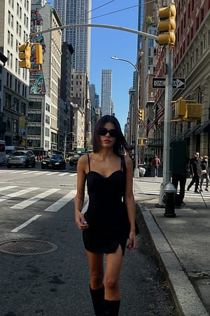 Black Cup Detail Strap Mini Dress