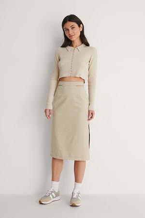 Light Khaki Jeans-Rock mit Cut-Out-Detail