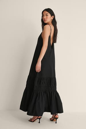 Fruncido Vestido Maxi Con Escote En La Espalda