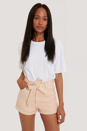 Pink Denimshorts Med Bælte