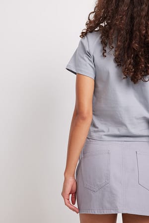 Grey Denim Detail Mini Skirt