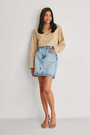 Light Blue Denim-Minirock