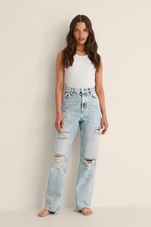 Destroyed High Waist Jeans