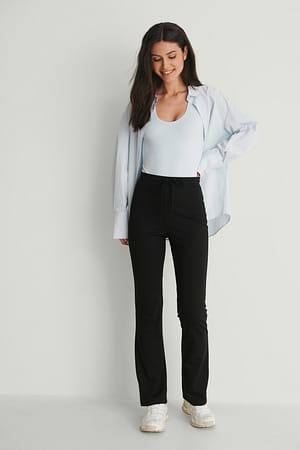 Black Gerecycleerde bootcut-broek met trekkoord