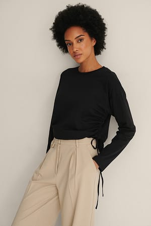 Black Drawstring Detailed Top