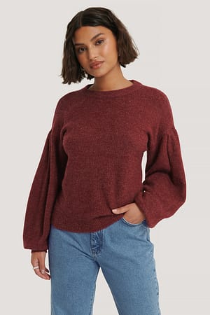 Red Wine Drop-Shoulder Strickoberteil