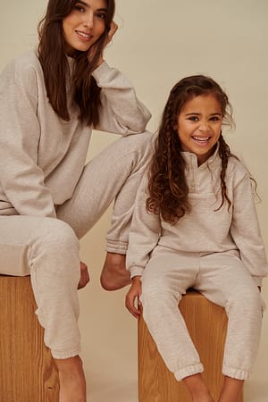 Beige Melange Mini joggebukser