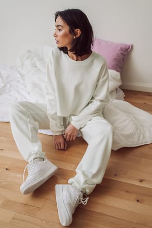Offwhite Sweatshirt court broderie biologique
