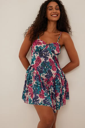 Multi Floral Print Fairy Fit Wired Mini Dress