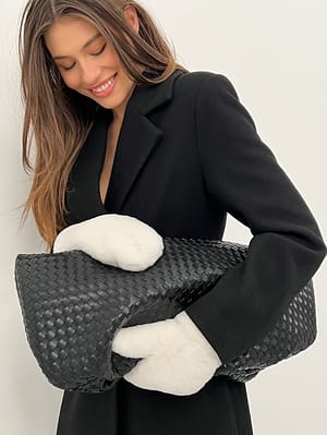 White Faux Fur Mittens