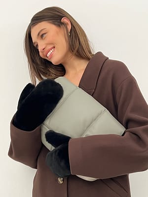 Black Faux Fur Mittens