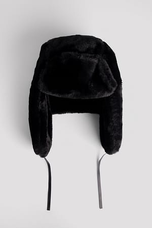 Black Chapeau mou en fausse fourrure