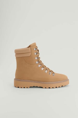 Tan Faux Suede Trekking Boots