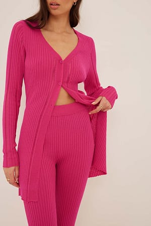 Pink Fine Knit Wide Pants