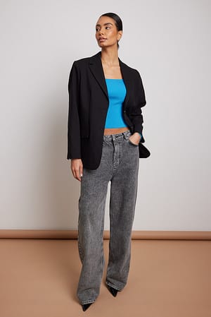 Blue Finstrikket top uden skulder