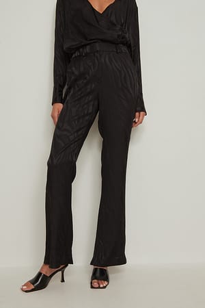 Black Utsvängda zebrabyxor i jacquard