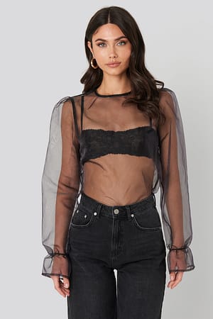 Flounce Sleeve Organza Blouse