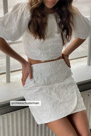 White Minifalda con flores