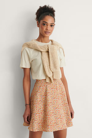 Beige Flower Minirok