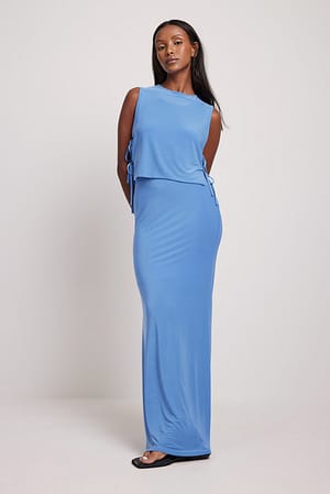 Sky Blue Falda larga de punto suave