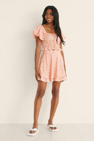 Lemon Print Jupe Mini Fluide