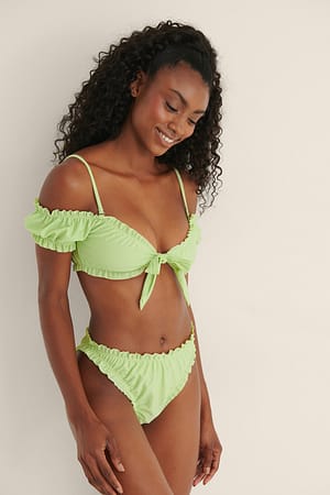 Green Bas de bikini recyclé avec détails à volants