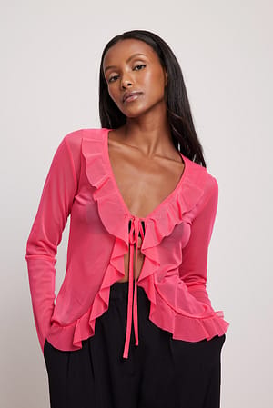 Pink Overhemd met ruches aan de voorkant
