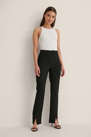 Black Pantalon de costume fendu à l'avant