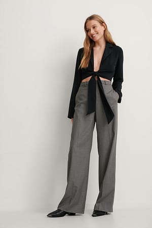 Black Front Tie Blouse