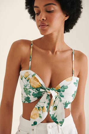 Yellow Flower Träger-Top mit Schnürung vorne