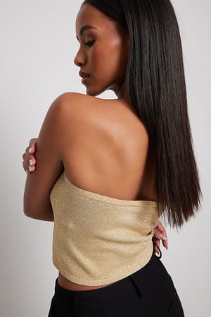 Gold Stickad glittrig tubtopp