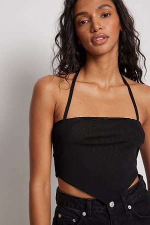 Black Mesh top met halternek
