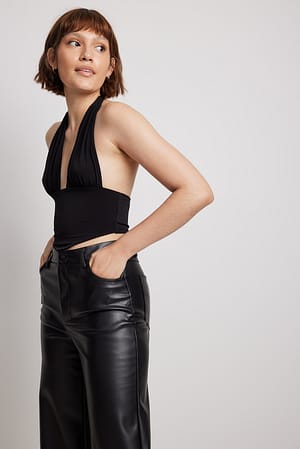 Black Spids top med halterneck