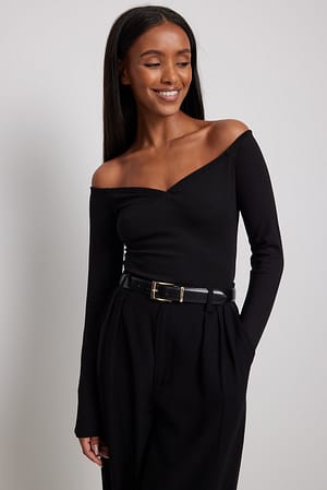 Black Heart Shaped Neckline Top