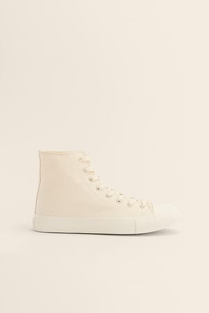 White Høye Joggesko Med Blonder Øverst