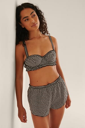 High Rise Checked Boxer Shorts