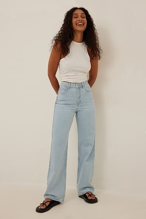 Light Blue Denim med løs pasform og høj talje