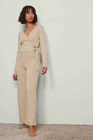 Beige Sand Højtaljede bukser