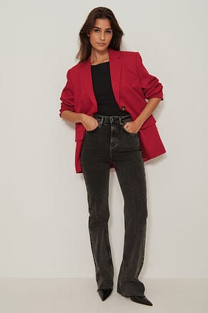 Grey Organische Bootcut Skinny Jeans mit hoher Taille