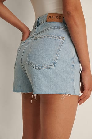 Light Wash Organische Shorts mit einem hohem Bund aus Denim