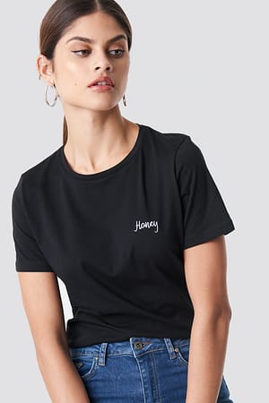 Black Honey Embroidery Basic Tee