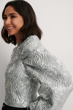 Silver Jacquard Metallic Blouse